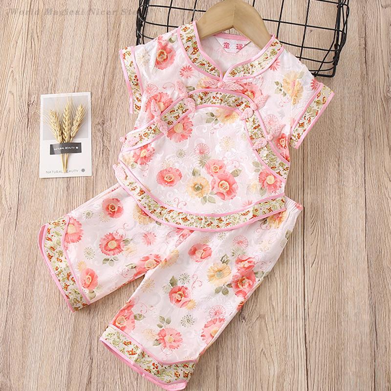 Summer Clothing Baby Girl - Dziewczęcy strój Tang na lato z