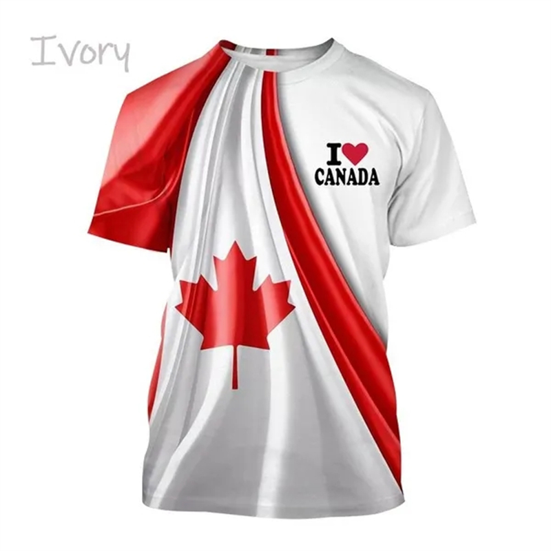 I Love Canada Flag Graphic T S – Summer Clothing Women Canada recenzja i cena